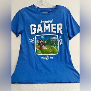 Nintendo Super Mario Blue Expert Gamer Halographic T-Shirt